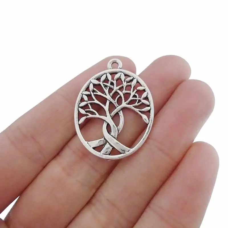 

15 x Tibetan Silver Hollow Open Tree Charms Pendants Beads for DIY Necklace Earrings Jewelry Making Findings Accessories 32x24mm