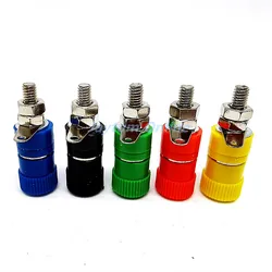 5pcs JS-910B 4mm Banana Socket Nickel Plated Binding Post Nut Banana Plug Jack Connector JS919 Red Black Red Blue Green