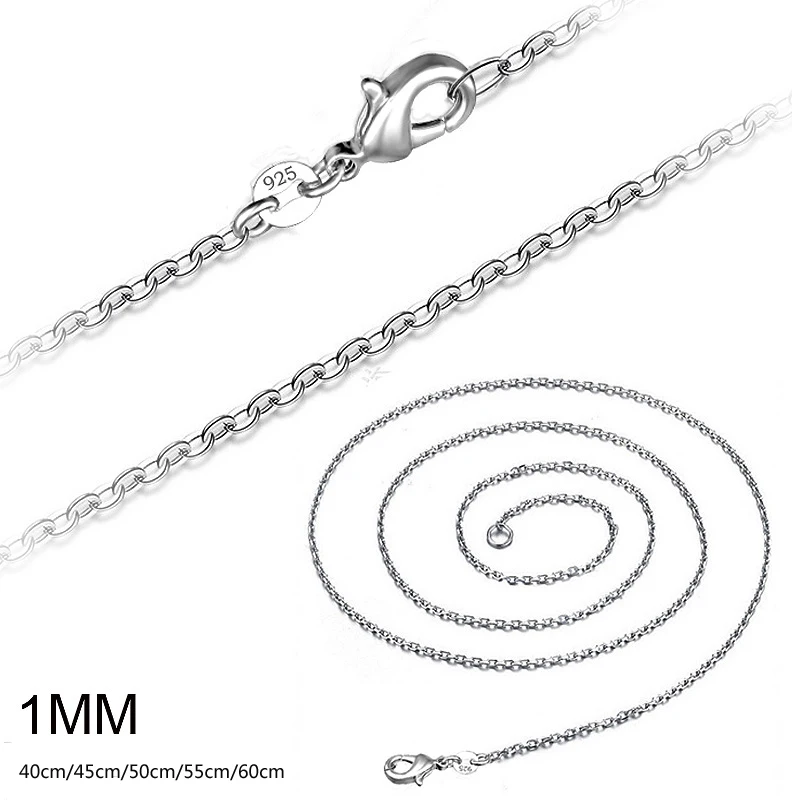 

20pcs/Lot 925 Sterling Silver 1mm Rolo Chain 40CM to 60cm,High Quality Silver Chain Necklace Fit Pendant Women Men's DIY Jewelry