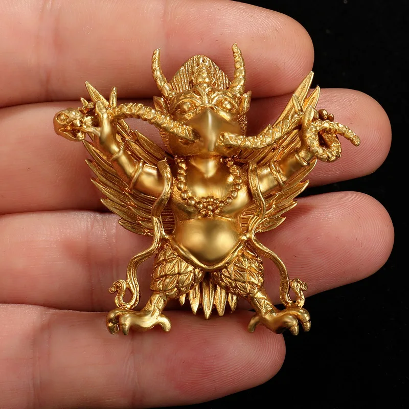 Mini Copper Brass Dharma FaQi Garuda   Guardian Supara Great Golden-Winged Peng Birds Amulet Unisex