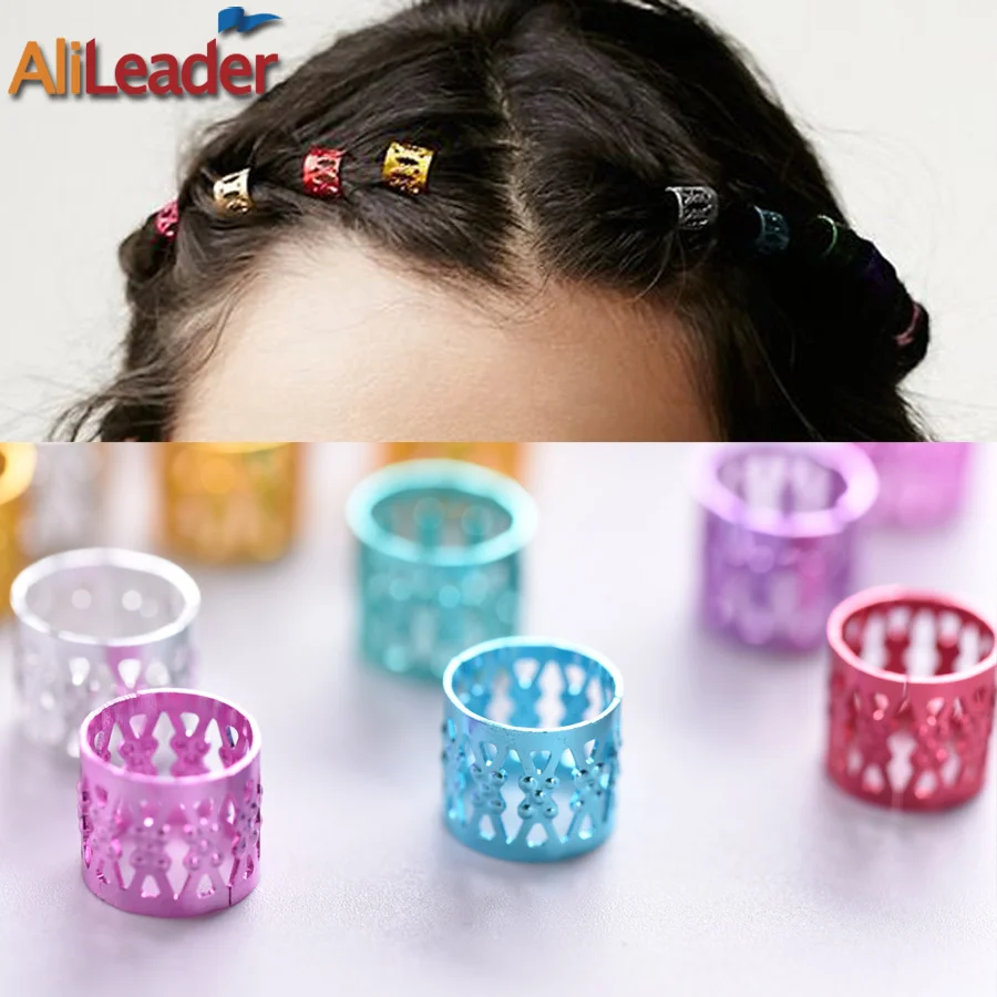 Image 7: Alileader – perles tubulaires en argent doré pour tresses, bijoux, bague, Dreadlock, perles réglables, manchettes de tresse, perles creuses pour cheveux