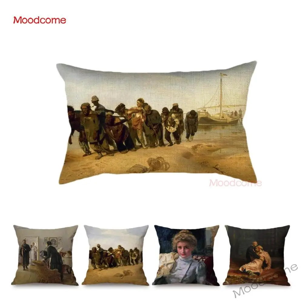 Russian Critical Realism Painter Ilya Repin Famous Paintings Gallery Lougue Art Decoration Sofa Pillow Case Linen Cushion Cover