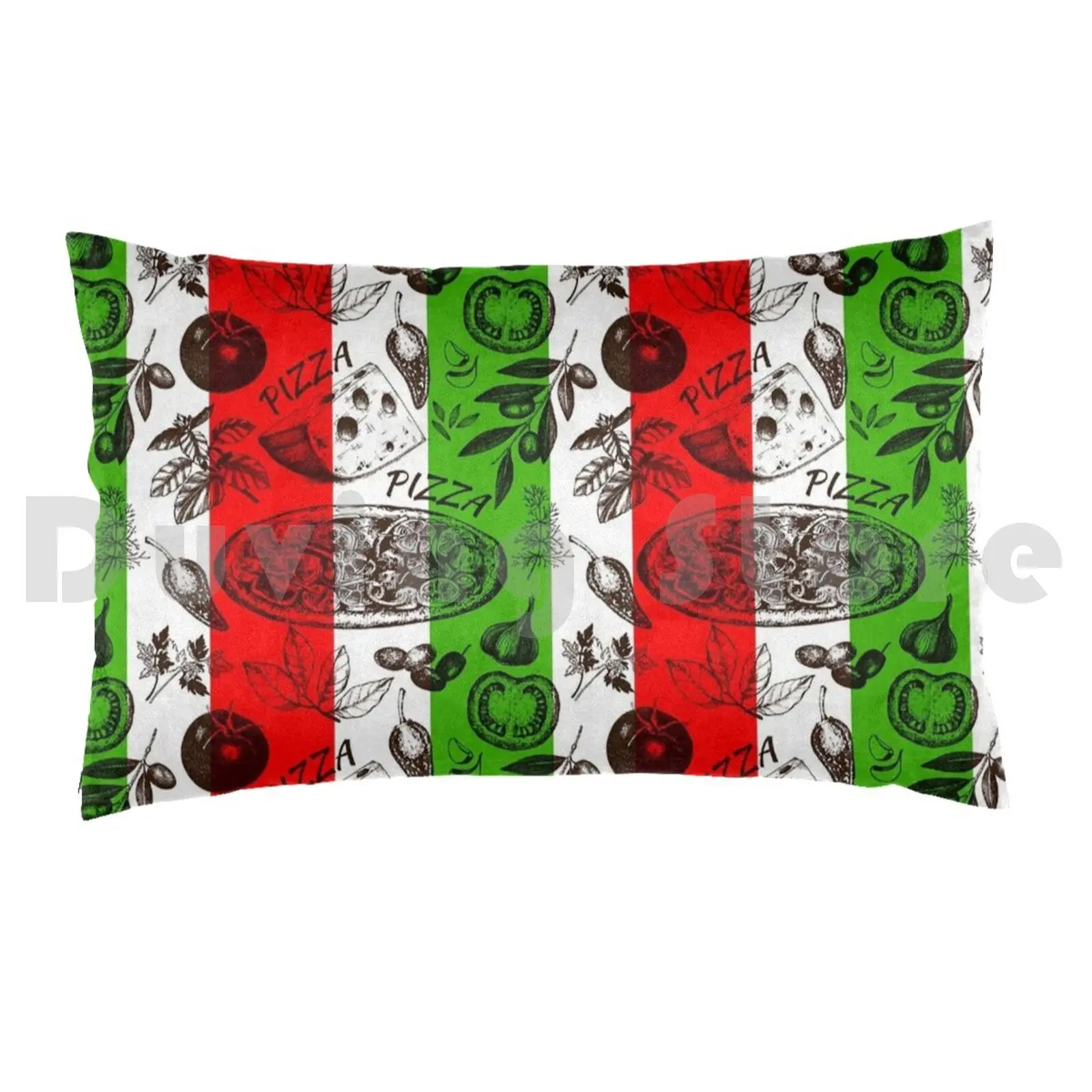 Italian Cucina Pizza Margarita Pizza Tomato Basil Cheese Red White Green Pillow Case 20*30 Inch Cucina Italian