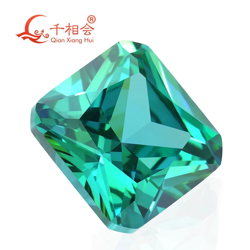 multi blue-green color  square shape cubic zirconia special color cz loose stone