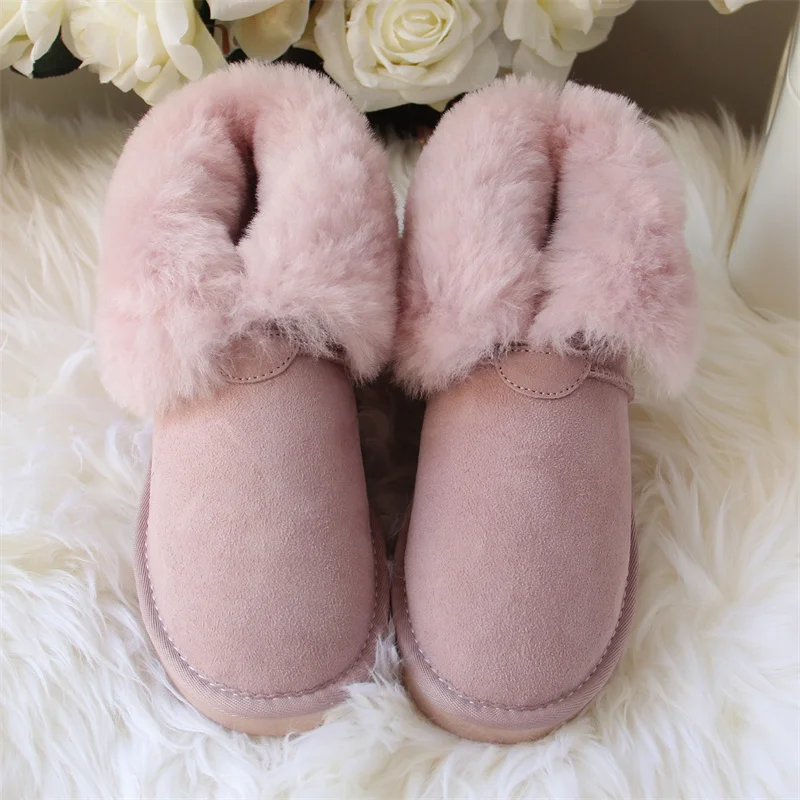 Classic Natural Fur Women\'s Boots Genuine Sheepskin Woman Snow Boots Casual Winter Shoes Woman Leather Snow Boots