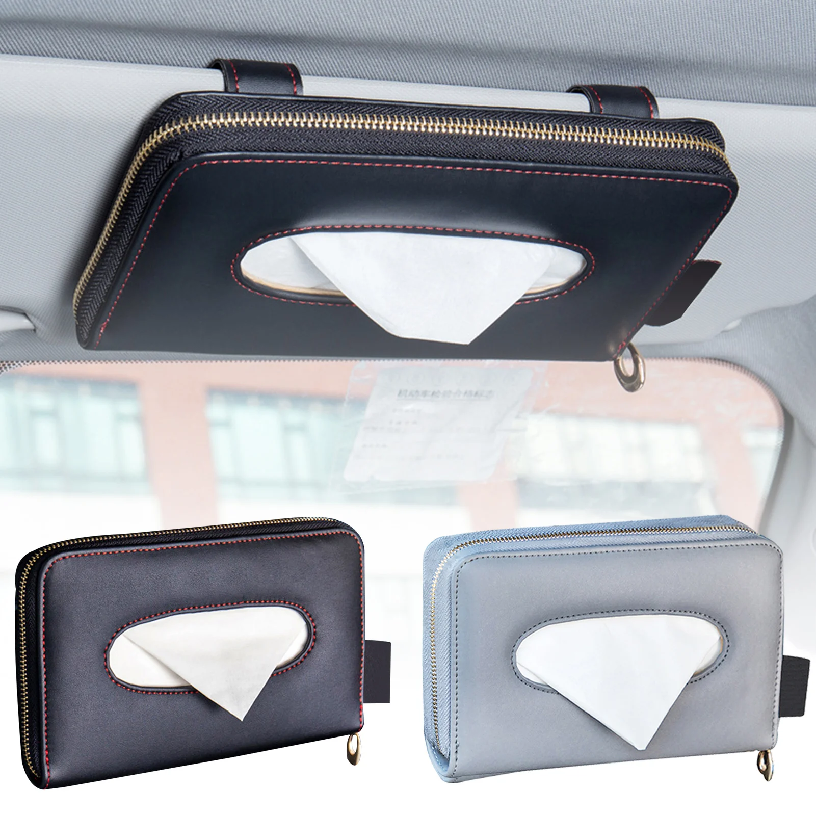 Universal Car Sun Visor PU Leather Tissue Box Car Accessories For Kia Logo RIO K2 K5 Sportage KX3 KX5 Auto Decoration