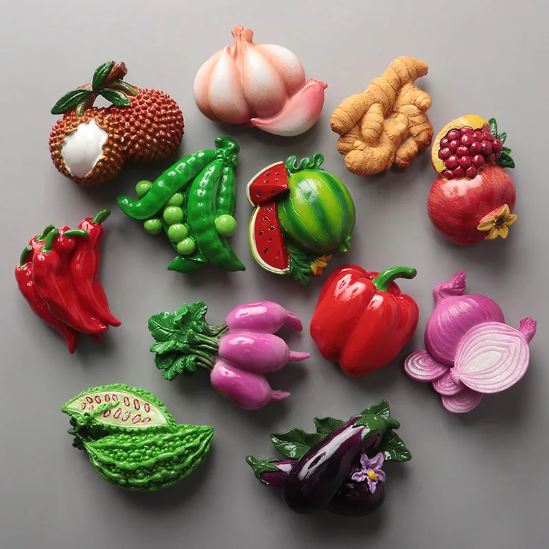 3d simulation rural vegetables fruits refrigerator magnetic stickers fridge magnets watermelon onion eggplant pepper Cute model