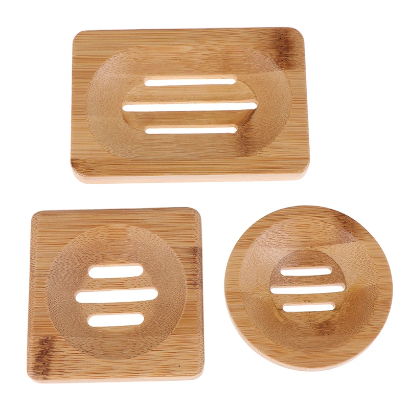 Natural Wooden Bamboo Soap Dish Wooden Soap Tray Holder Storage Soap Rack Plate Box Container for Bath Shower Plate Bathroom