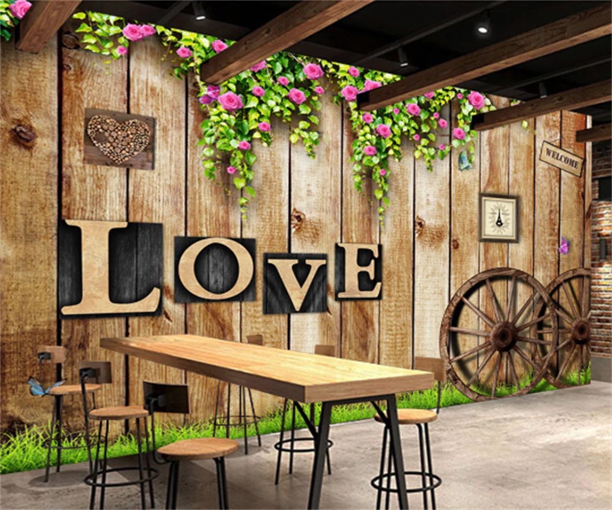 

Southeast Asia Rose Rose Coffee Bar Night Bar Background Wallpaper European and American Cafe KTV Retro Custom Mural