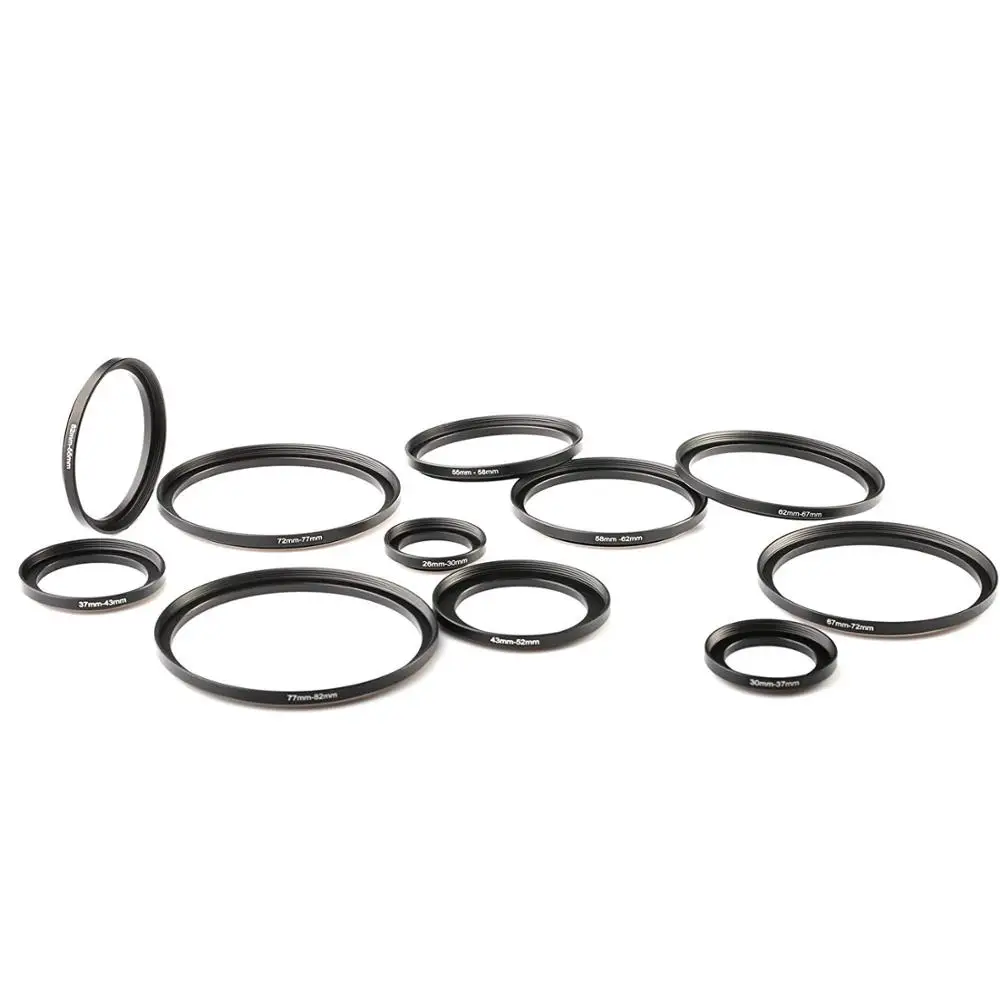 K&F Concept 11pcs Metal Stepping Rings Step Up or Step Down Ring Set 26-82mm 82-26mm For Canon Nikon DSLR Cameras Lens