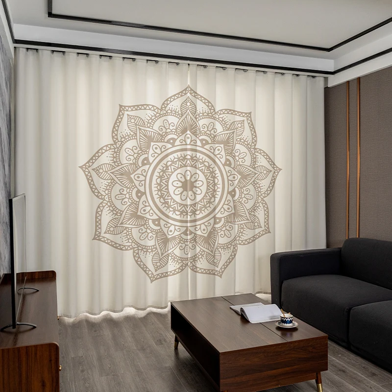 Soft Equinox Mandala Flower Bohemia 3d High Definition Printing Luxury Curtains European Living Room Bedroom Kitchen Decoration