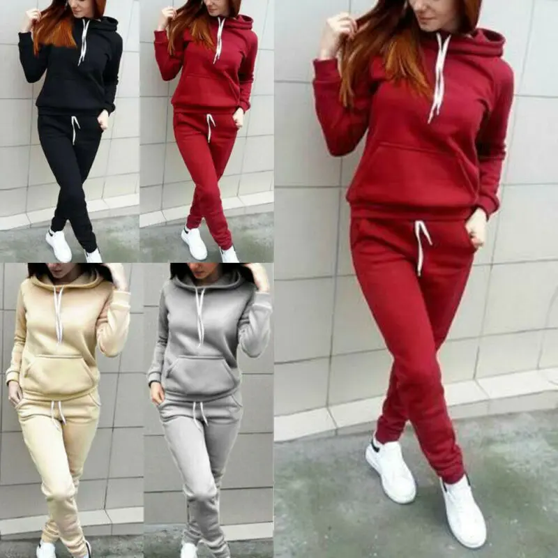 2Pcs Women Sets Fashion Sweathshirt Pants Sets Tracksuit Hoodies Sweatshirt Pants Set Sports Wear Jogging Sweat Suit Streetwear