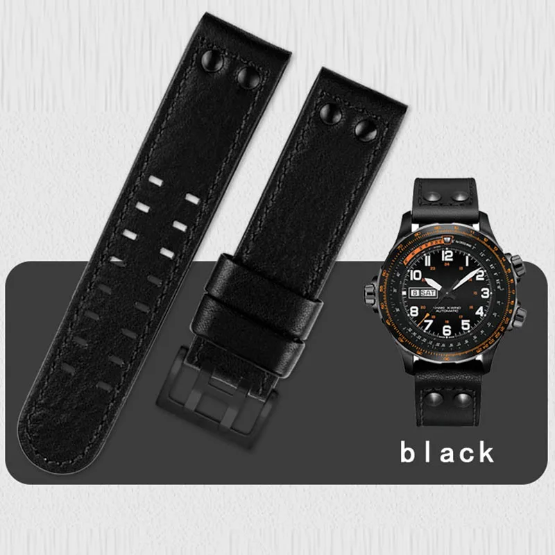 For Hamilton Khaki aviation Watch H77616533 H77616533 Watch Strap Genuine Leather jazz field Men WatchBand 20 22 Military Style