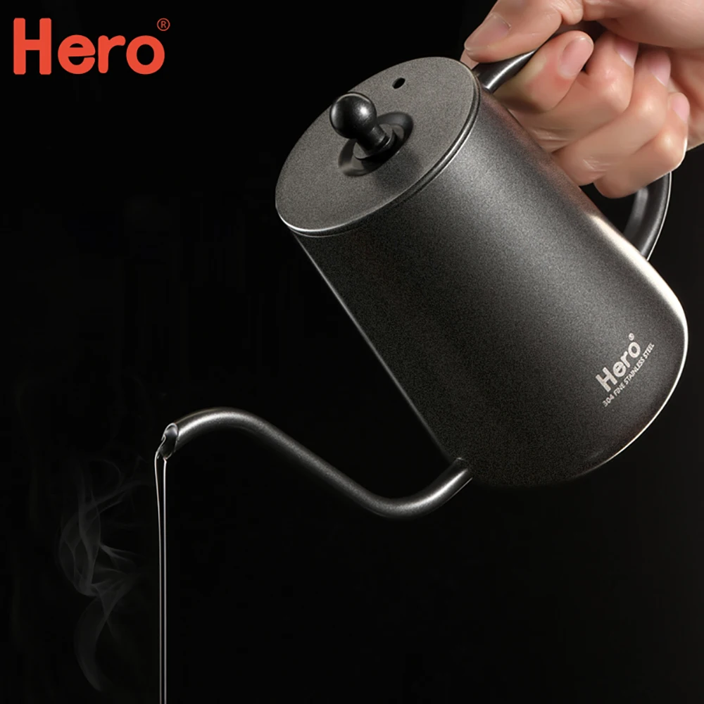 Hero Coffee Kettle Coffees Tea Pot Drip Kettles Hand Punch Coffee Pot Food Grade Stainless Steel Gooseneck Drip Kettles 420ml