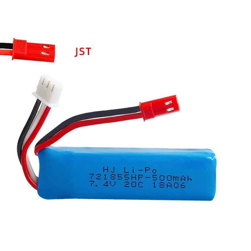 1/2/3/5Pcs 7.4v 500mah Lipo Battery for WLtoys A202 A212 A222 A232 A242 A252 4WDRC toys Car model parts 2s 721855 7.4v batteries