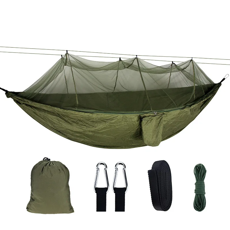 Outdoor Hammock with Mosquito Net, Camping Hanging Sleeping Bed, Portable Garden Swing, Double Chair, Parachute, Double Person