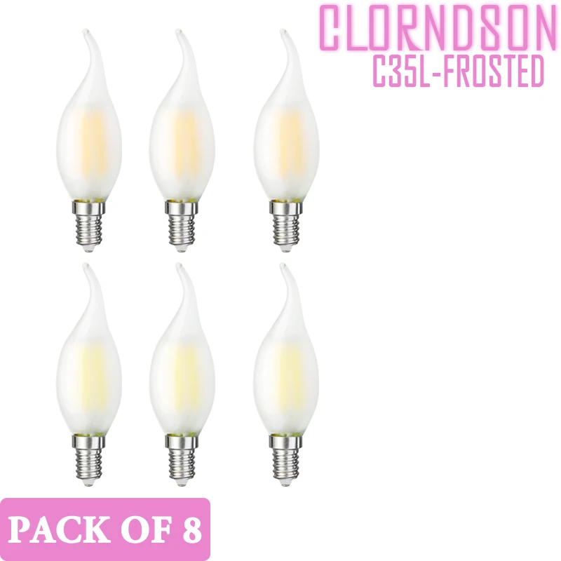 

Pack of 8 Dimmable LED Frosted 2W-8W Led Decor E14/E12 Vintage Retro Candle Tail 110V 220V Filament Bulbs Lamp Chandelier Light