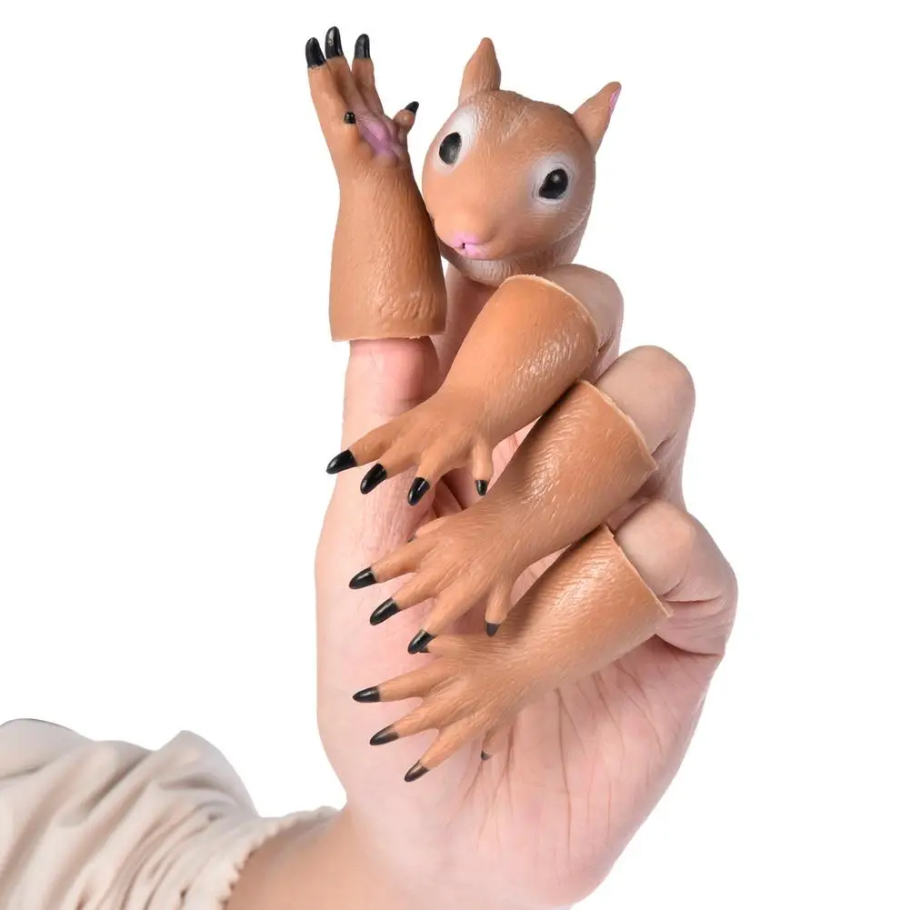 Animals Finger Puppets For Kids Realistic Squirrel Finger Toys 5 PCS Squirrel Finger Hand Puppet Novelty Toys Finger Doll Pro