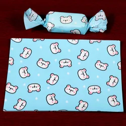AQ Cartoon Bear Cute Blue nougat wrapping Paper Baby Birthday Wedding Party Oil Paper Handmade Candy Wrapper Twisting Wax Paper