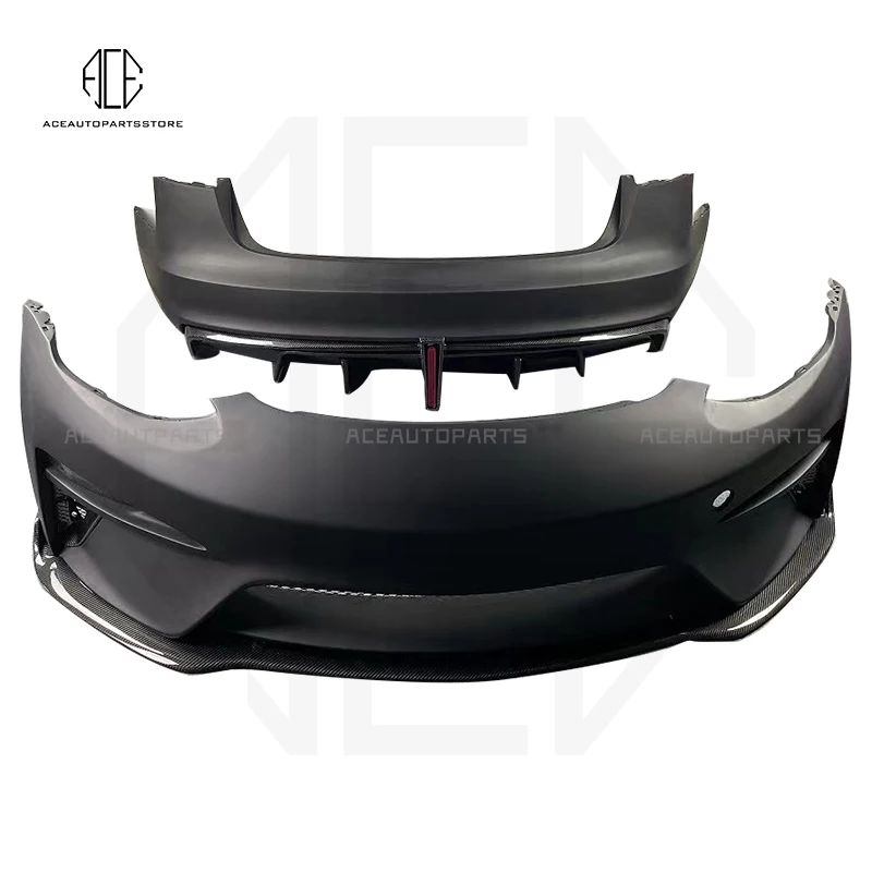 For Tesla Model 3 Body Kit Robot Style Carbon Fiber Front lip Rear Diffuser Boot Bumper Aprons Car Styling