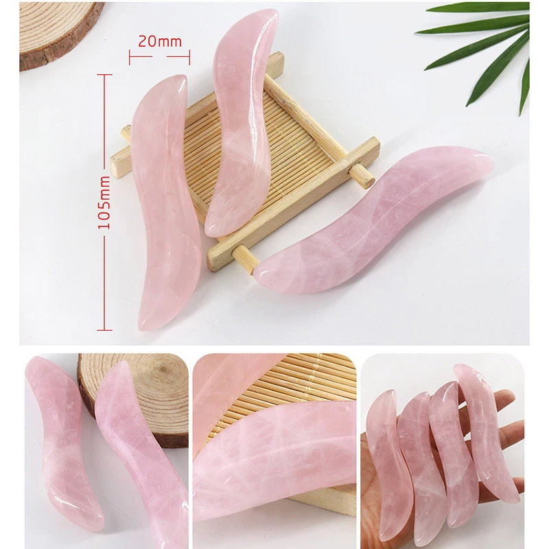 9PCs Rose Quartz Gouache Scraper Gua Sha Massage Tool Gua Sha Natural Stone Natural Jade Gouache Scraper Beauty Massage Tools