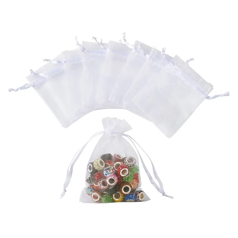 100pcs Organza Bags Jewelry Packaging Bags Wedding Party Decoration Drawable Bags Gift Pouches 10 colors F45