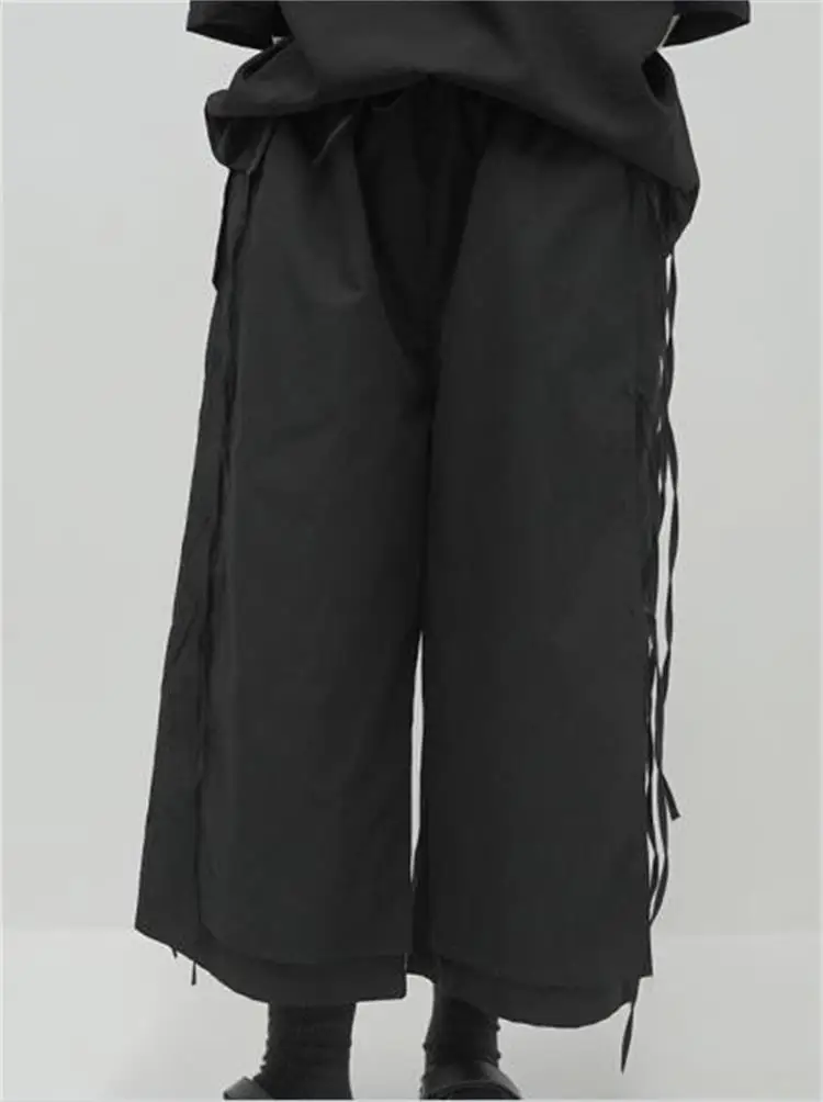 

Men's Pants Black Slim Fashion 2021 New Men's Summer Wide Leg Pants Large Loose Men's Straight Pants Bandage Design Fashion