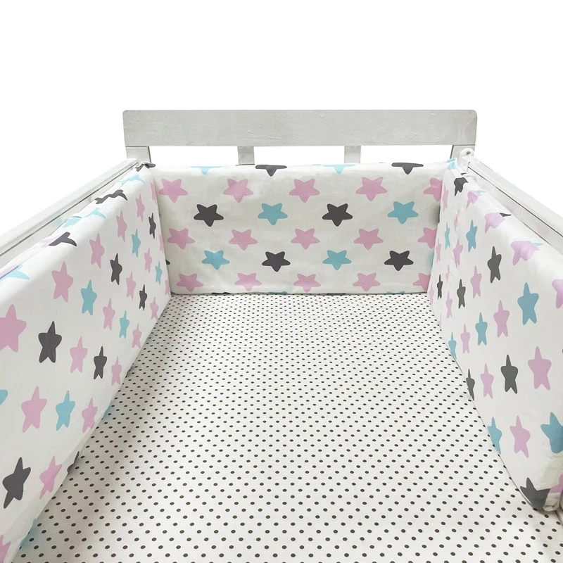 

Baby Bed Crib Bumper U-Shaped Detachable Zipper Cotton Newborn Bumpers Infant Safe Fence Line bebe Cot Protector Unisex