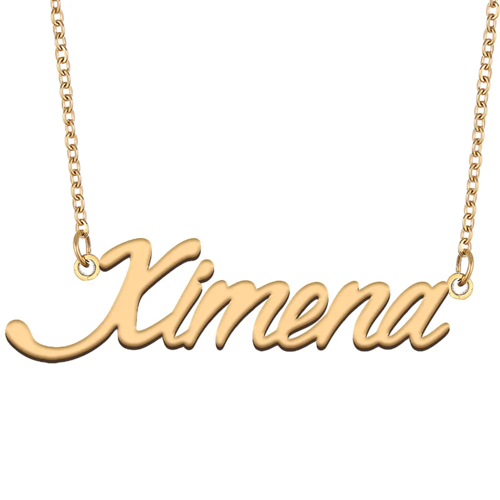 Ximena Name Necklace Personalized Women Stainless Steel Jewelry Gold Plated Nameplate Pendant Femme Mother Girlfriend Gift