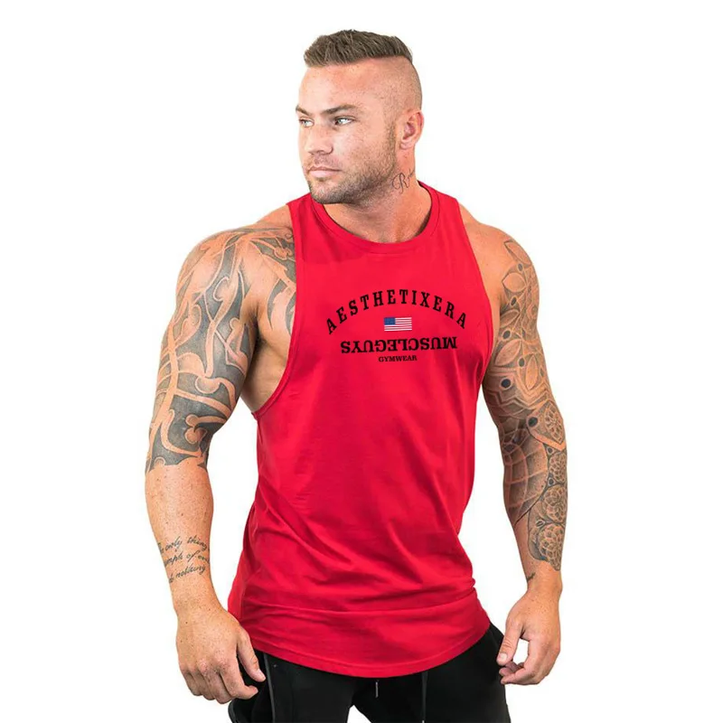 Muscleguys Men Tank Tops sleeveless Shirts Gym Fitness Bodybuilding Workout Singlet Sling Vest Male Summer Brand Clothing