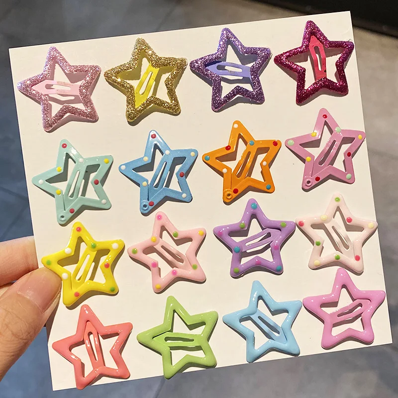 10 Stück/Set Neue Mädchen Süße Bunte Stern- und Tropfenförmige Haarspangen Kinder Niedliche Haarornamente Clip Haarklammern Modische Haaraccessoires – Detail 5