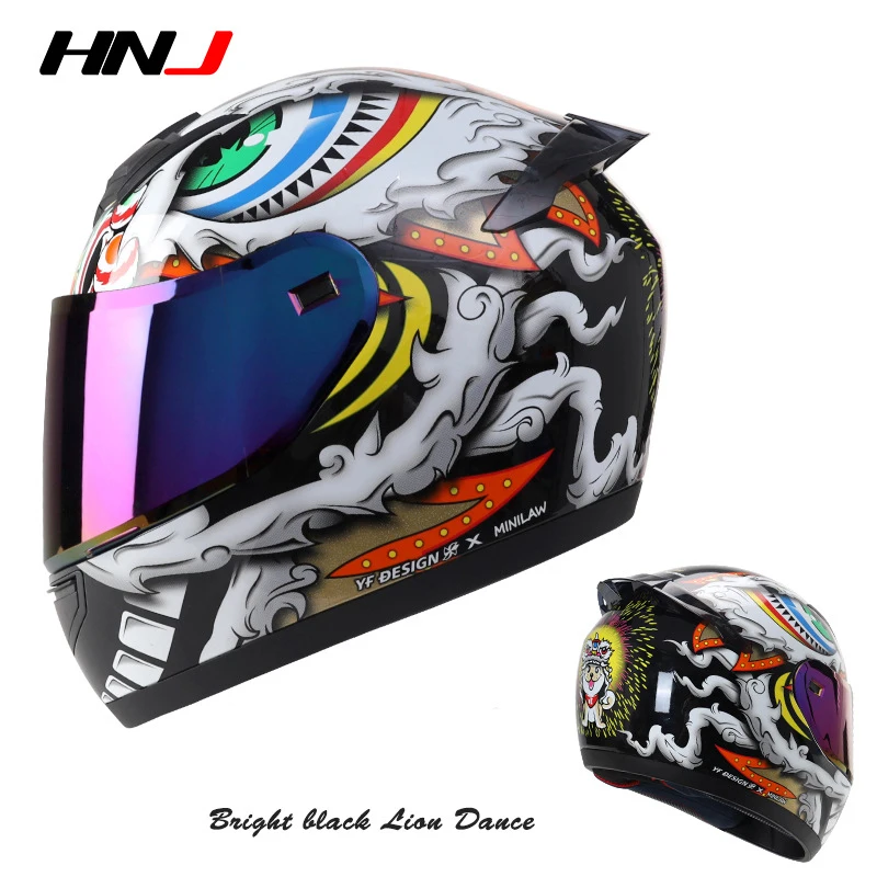 

New motorcycle personality full face helmet men motorbike racing full cover riding safety helmet casco moto with big rear wing