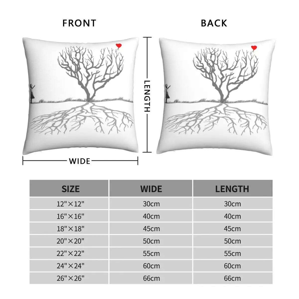 Banksy Heart Tree Square Pillowcase Polyester Linen Velvet Creative Zip Decor Pillow Case Bed Cushion Cover