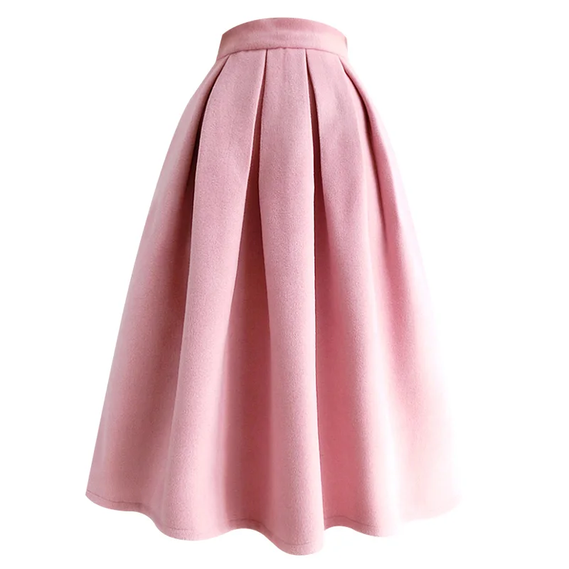 

Gold silk winter pink woolen ball gown skirt women thick princess umbrella party skirt thick