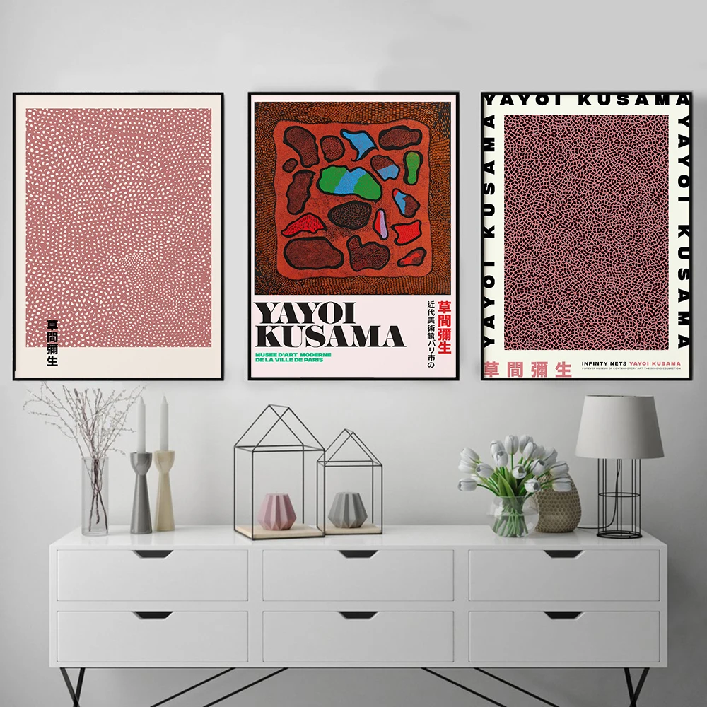 Yayoi Kusama Artwork Exhibition Posters and Prints Gallery Wall Art Pictures Museum Canvas Painting for Living Room Home Decor