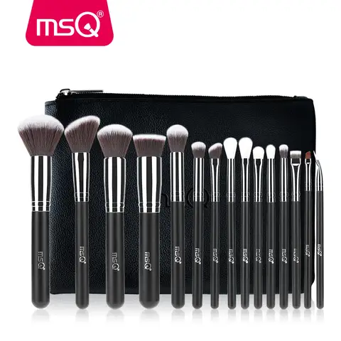 15-Piece Makeup Brush Set Synthetic Hair MSQ