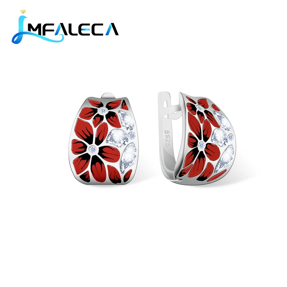 

LMFALECA Silver Eearrings for Women Bright Plum Flower 925 Sterling Silver Jewelry Small Drop Earring Fine Jewelry Dropshipping