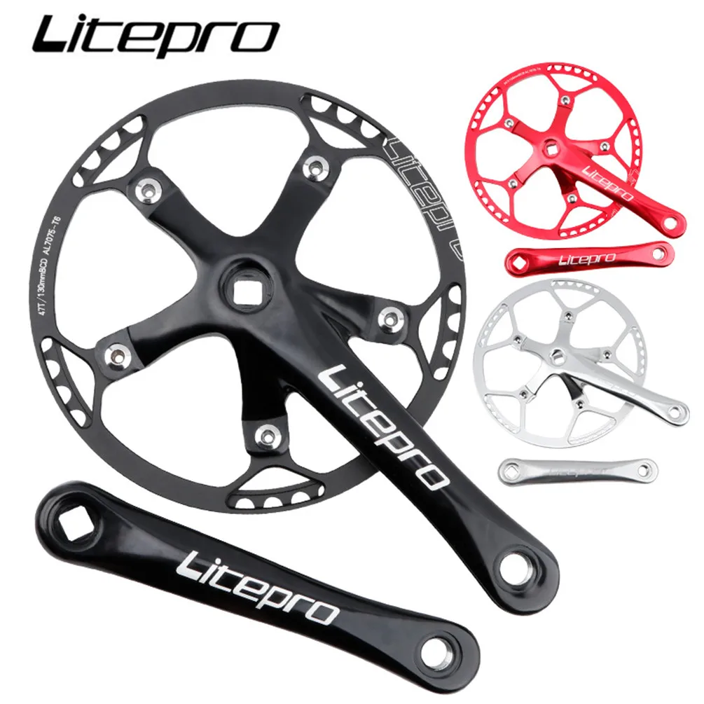 Litepro BMX Bicycle BCD 130MM Integrated Chainwheel Crankset  Single Crank For Folding Bike  45/47/53/56/58T Chainring Accessory