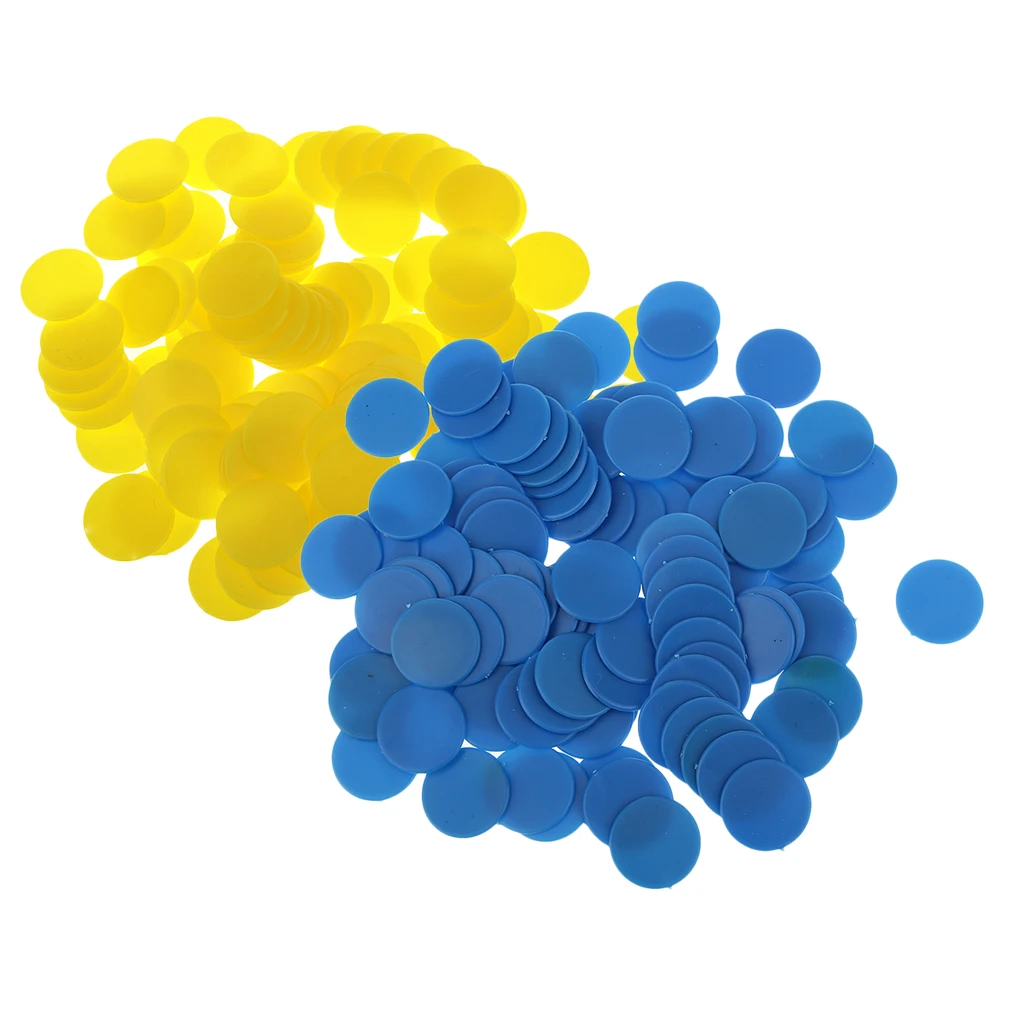 200x Counters Counting Chips Plastic Markers 18mm Mixed Colors(Yellow,Blue) for Bingo Chips Game Tokens