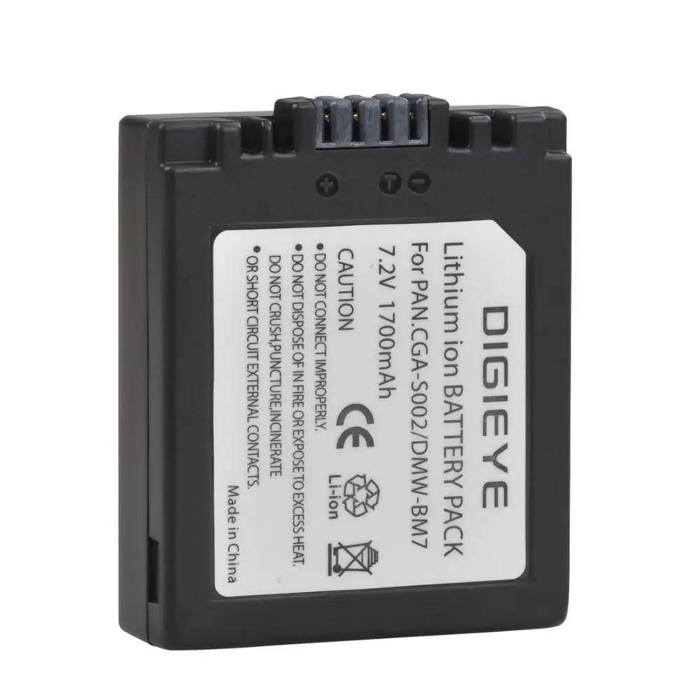 CGA-S002, CGA-S002A, CGA-S002E, DMW-BM7 Li-ion Battery for Panasonic Lumix DMC-FZ1, FZ2, FZ3, FZ4, FZ5, FZ10, FZ15, FZ20 Camera