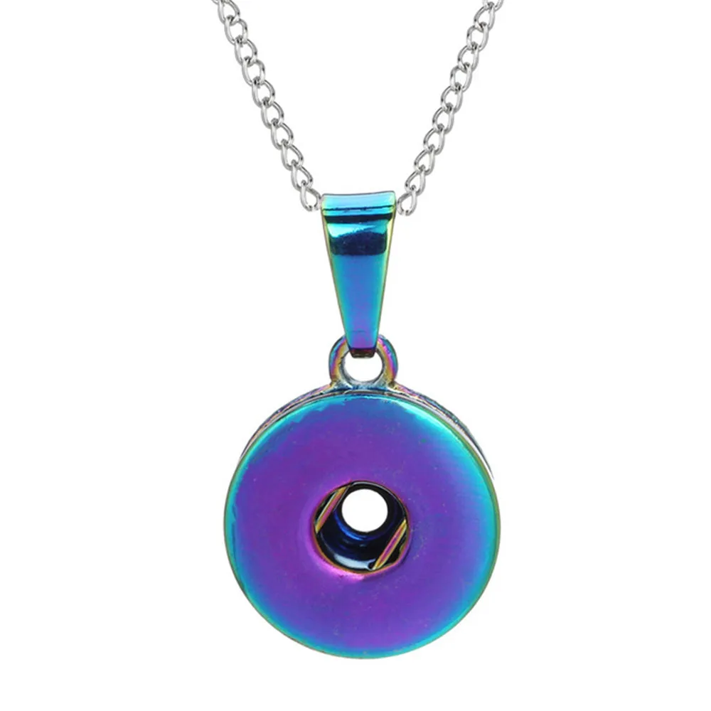 1Pc Silver Color/Rose Gold/Black/Gold Snap Button Pendant Necklace Romantic Fashion 18MM Button Snap Jewelry Nice Gift