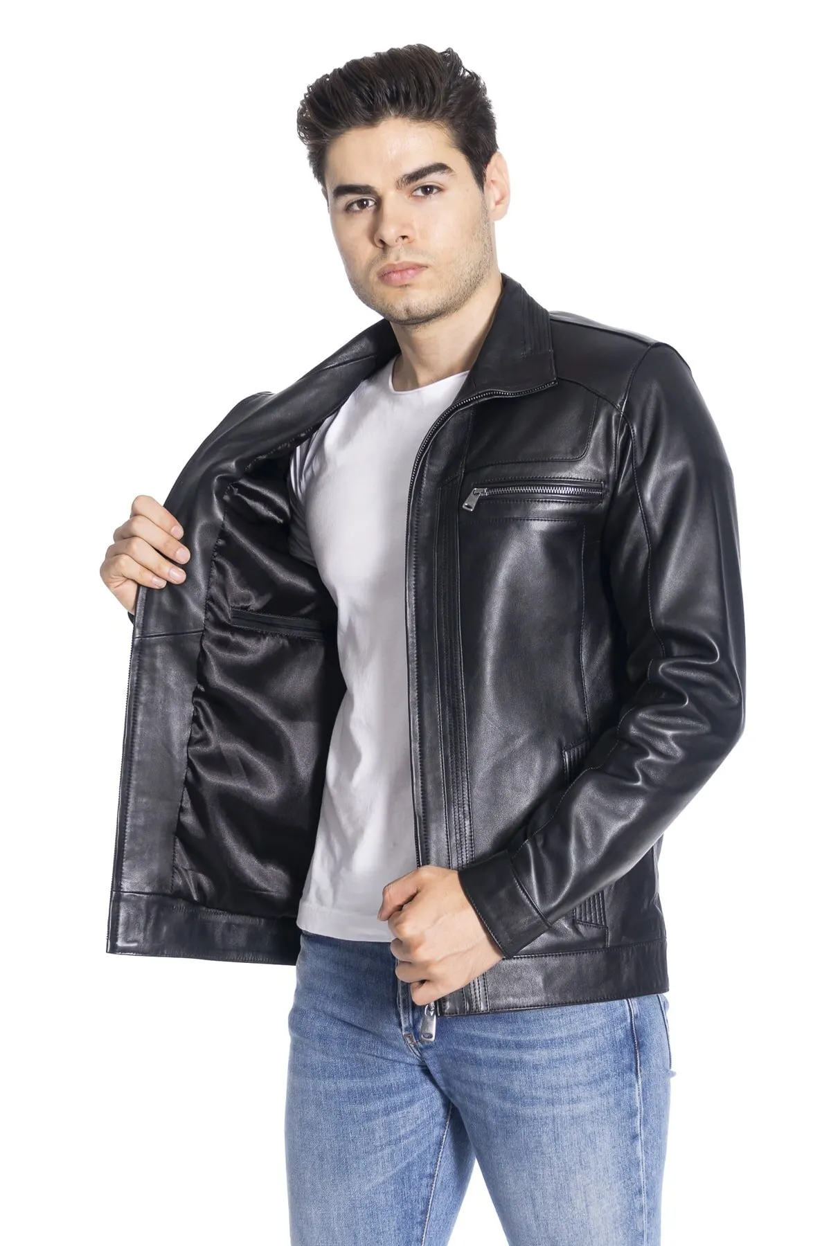 Black genuine genuine leather coat men's sports jacket Autumn Spring season wear completely handmade products Turkey