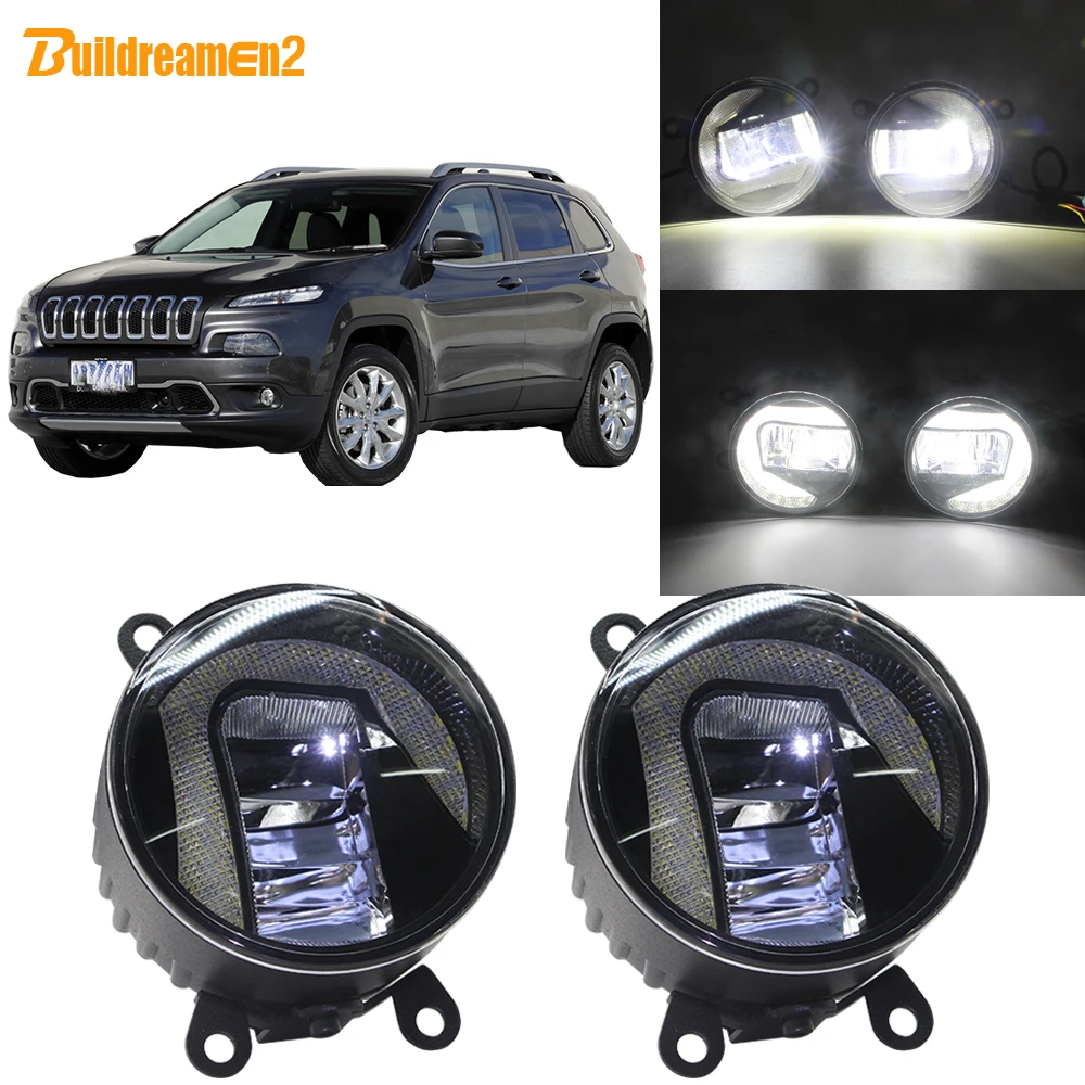 

Buildreamen2 2in1 Function LED Projector Car Fog Light + Daytime Running Light DRL White 12V For Jeep Cherokee KL 2014 2015 2016