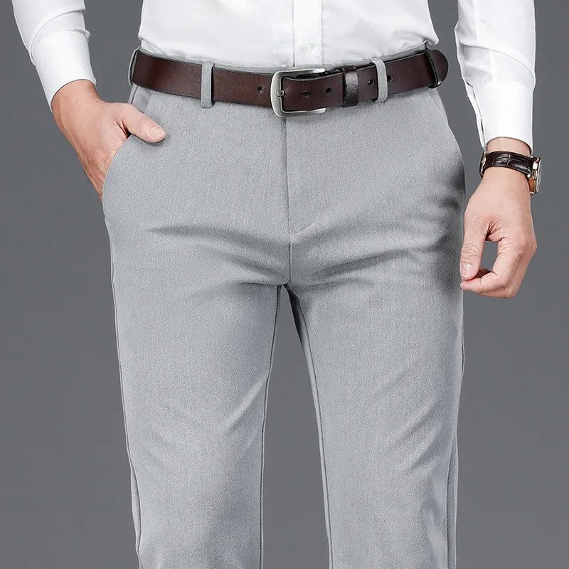 

Men Casual Pants Straight-fit 2021 Autumn New Business Fashion High Quality Stretch Suit Pants Male Brand Clothes