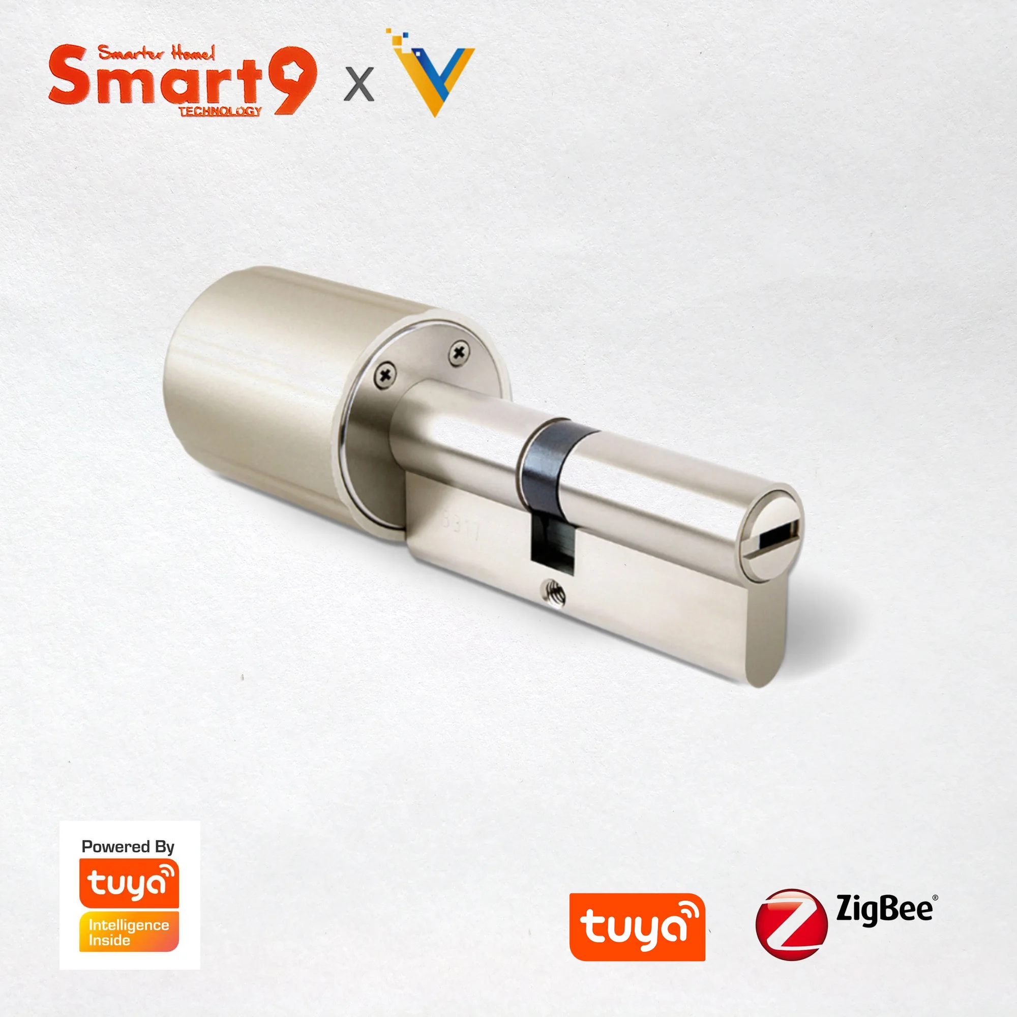 Smart9 ZigBee Smart Lock Core Cylinder Working with TuYa ZigBee Hub, Battery Powered And Chip-encrypted Keys Powered by TuYa