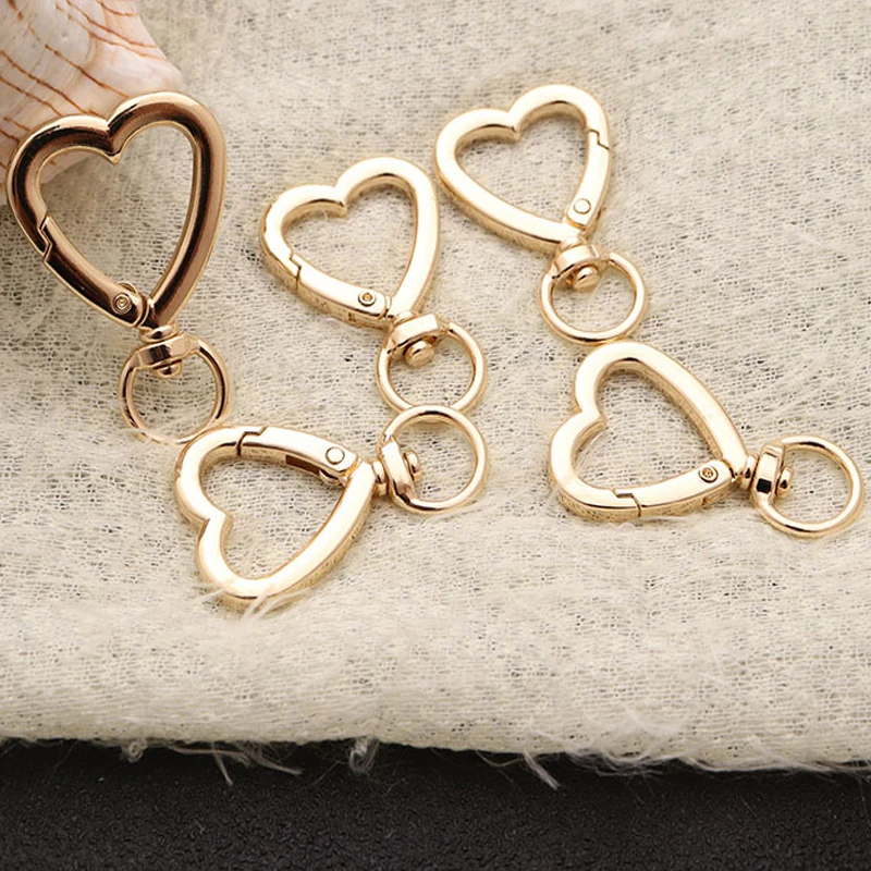 50PC Heart Spring Gate Rings Openable Keychain Leather Bag Belt Strap Dog Chain Buckles Snap Closure Clip Trigger DIY Accessorie