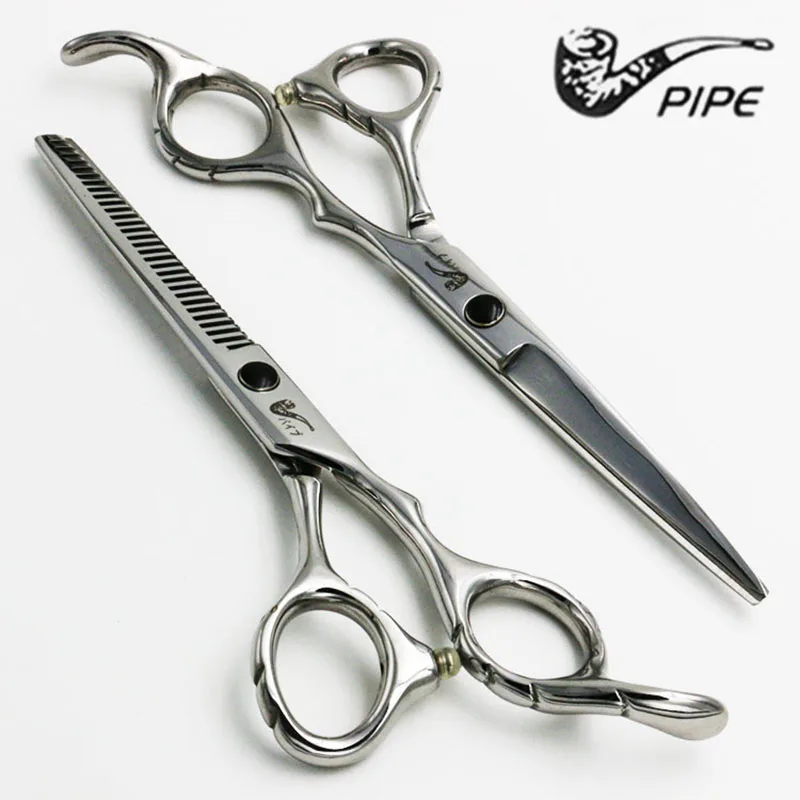 6 Inch Pipe Professional Stainless Steel Hair Scissors Salon Cutting Thinning Hairdressing Shears Regular Blade Styling Tools