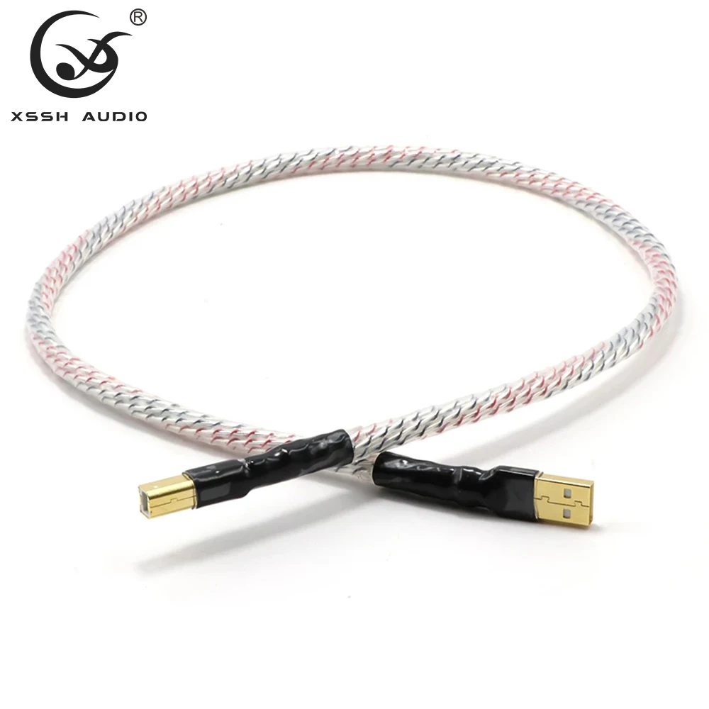 Hifi DAC Daten Schild Kabel Stecker A stecker USB Kabel XSSH Audio 7 Core Anoxischen OFC Kupfer Silber nordost Valhalla USB 2,0 Kabel