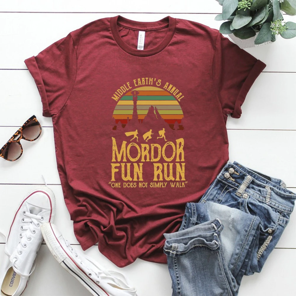 Middle Earth\'s Annual Mordor Fun Run Shirt Hobbit Shirt Book Lover Shirt Gift for Fan One Does Not Simply Walk Into Mordor Tee