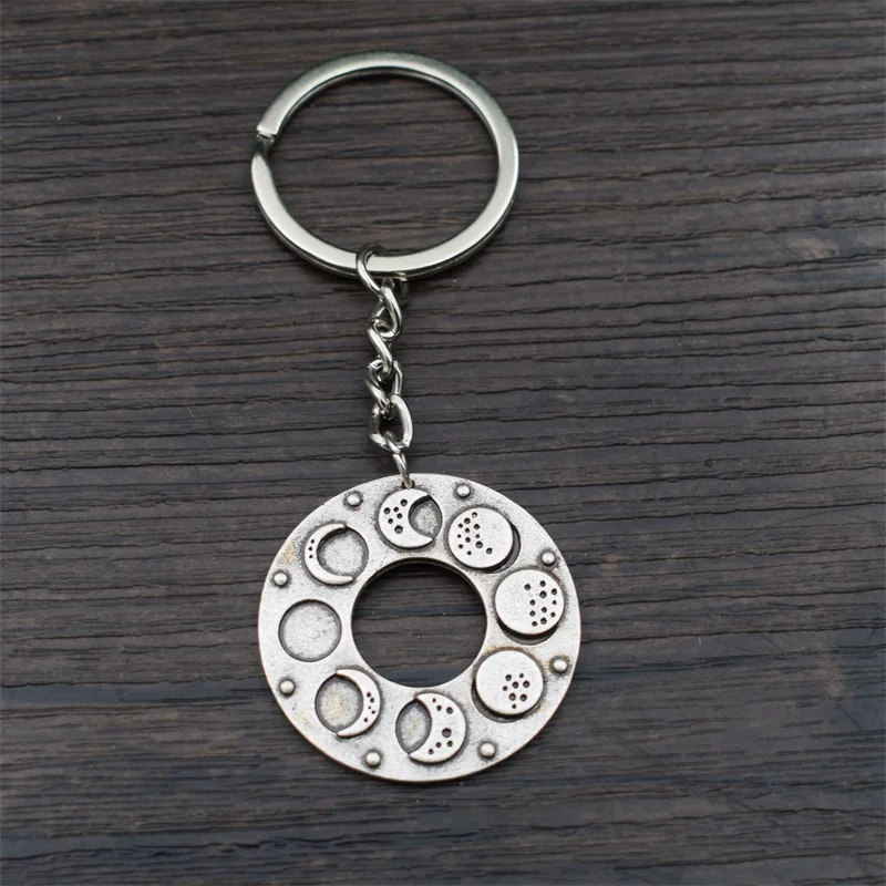 Sun Moon Phase Solar Lunar Eclipse Keychain Space Galaxy Jewelry Unisex Gifts